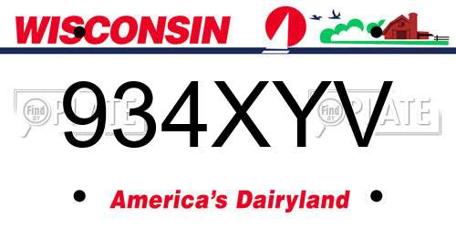 934XYV Wisconsin License Plate