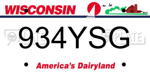 934YSG Wisconsin License Plate