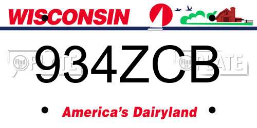 934ZCB Wisconsin License Plate