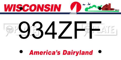 934ZFF Wisconsin License Plate