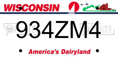 934ZM4 Wisconsin License Plate