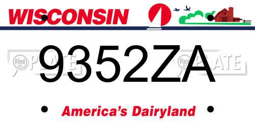 9352ZA Wisconsin License Plate