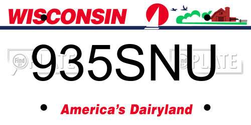 935SNU Wisconsin License Plate
