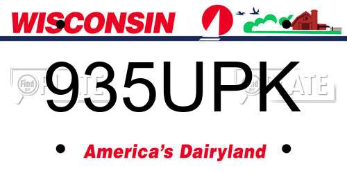 935UPK Wisconsin License Plate