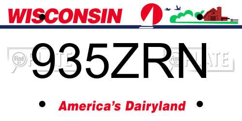 935ZRN Wisconsin License Plate