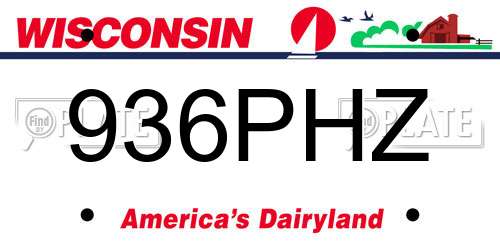 936PHZ Wisconsin License Plate