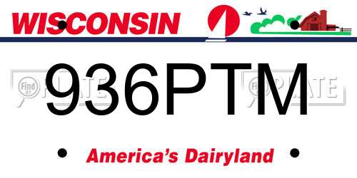936PTM Wisconsin License Plate