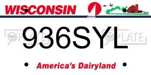 936SYL Wisconsin License Plate