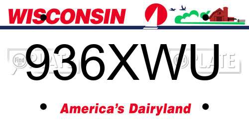 936XWU Wisconsin License Plate