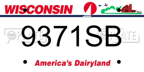 9371SB Wisconsin License Plate