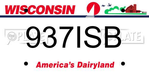 937ISB Wisconsin License Plate
