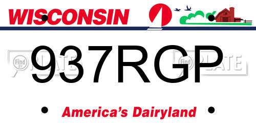 937RGP Wisconsin License Plate