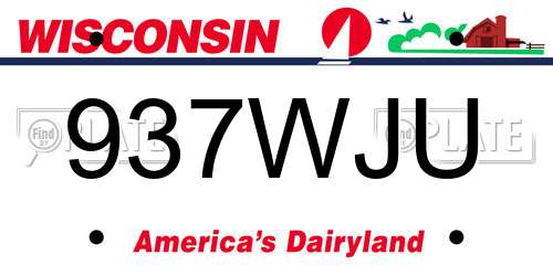 937WJU Wisconsin License Plate