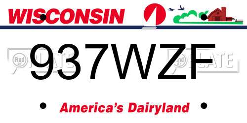 937WZF Wisconsin License Plate