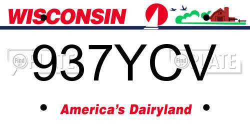 937YCV Wisconsin License Plate
