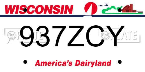 937ZCY Wisconsin License Plate