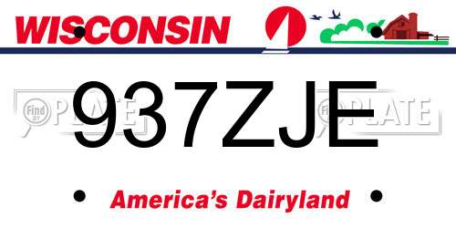 937ZJE Wisconsin License Plate