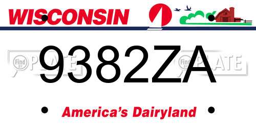 9382ZA Wisconsin License Plate