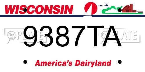 9387TA Wisconsin License Plate