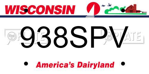 938SPV Wisconsin License Plate