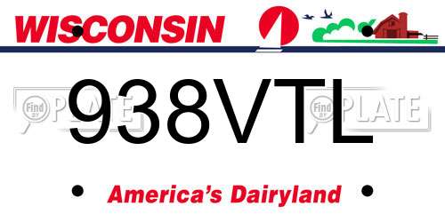 938VTL Wisconsin License Plate