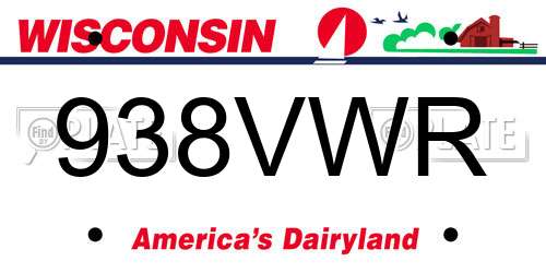938VWR Wisconsin License Plate