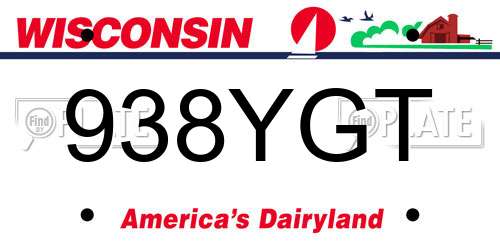 938YGT Wisconsin License Plate