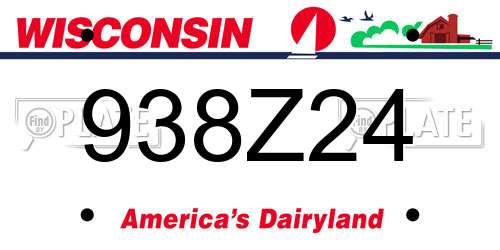 938Z24 Wisconsin License Plate