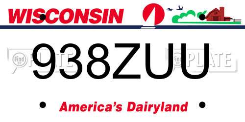 938ZUU Wisconsin License Plate