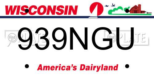 939NGU Wisconsin License Plate