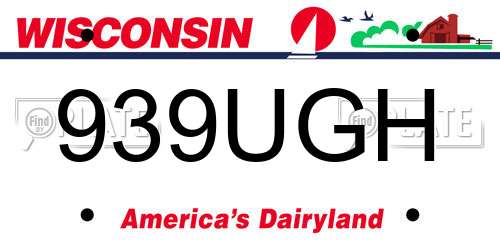 939UGH Wisconsin License Plate