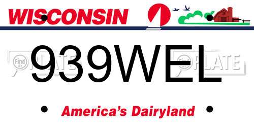 939WEL Wisconsin License Plate
