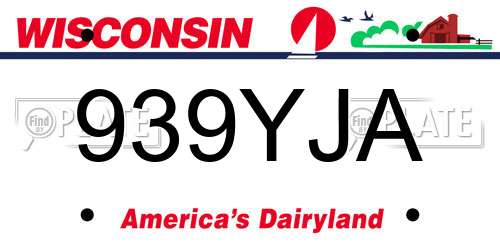 939YJA Wisconsin License Plate
