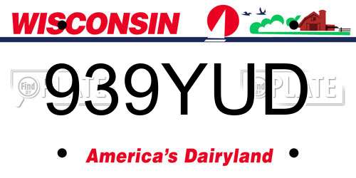 939YUD Wisconsin License Plate
