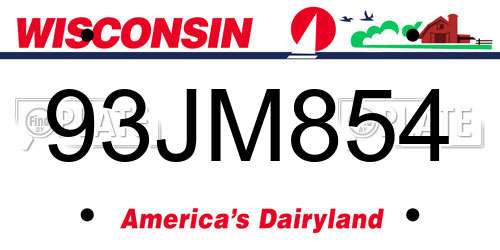 93JM854 Wisconsin License Plate