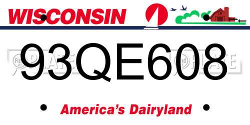93QE608 Wisconsin License Plate