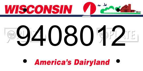 9408012 Wisconsin License Plate
