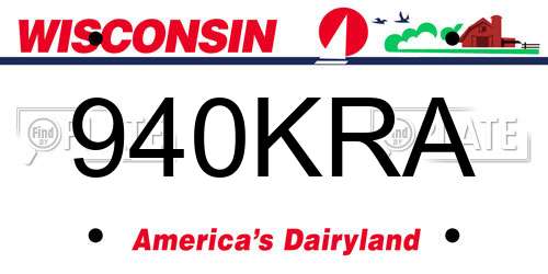 940KRA Wisconsin License Plate