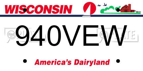 940VEW Wisconsin License Plate