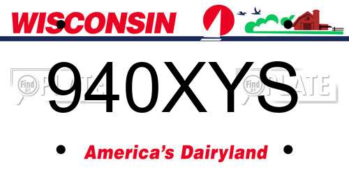940XYS Wisconsin License Plate
