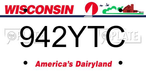 942YTC Wisconsin License Plate