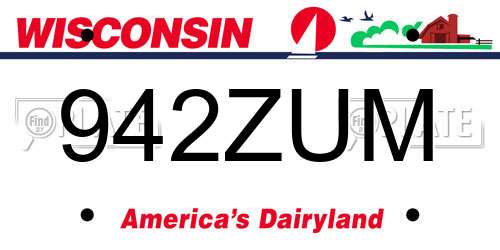 942ZUM Wisconsin License Plate