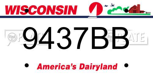 9437BB Wisconsin License Plate