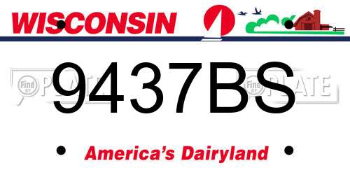 9437BS Wisconsin License Plate