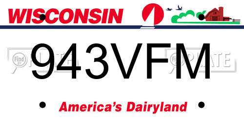 943VFM Wisconsin License Plate