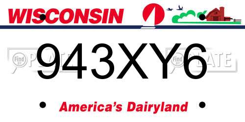 943XY6 Wisconsin License Plate