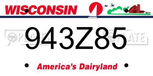 943Z85 Wisconsin License Plate