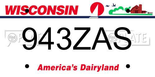 943ZAS Wisconsin License Plate
