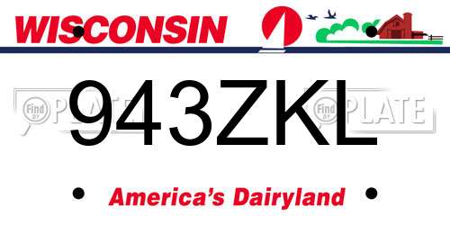 943ZKL Wisconsin License Plate