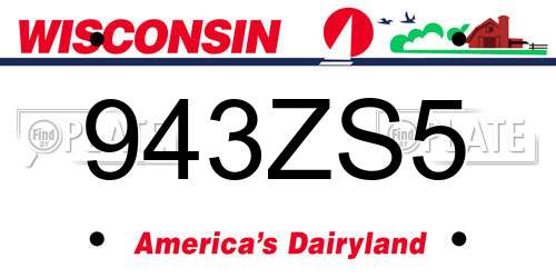 943ZS5 Wisconsin License Plate